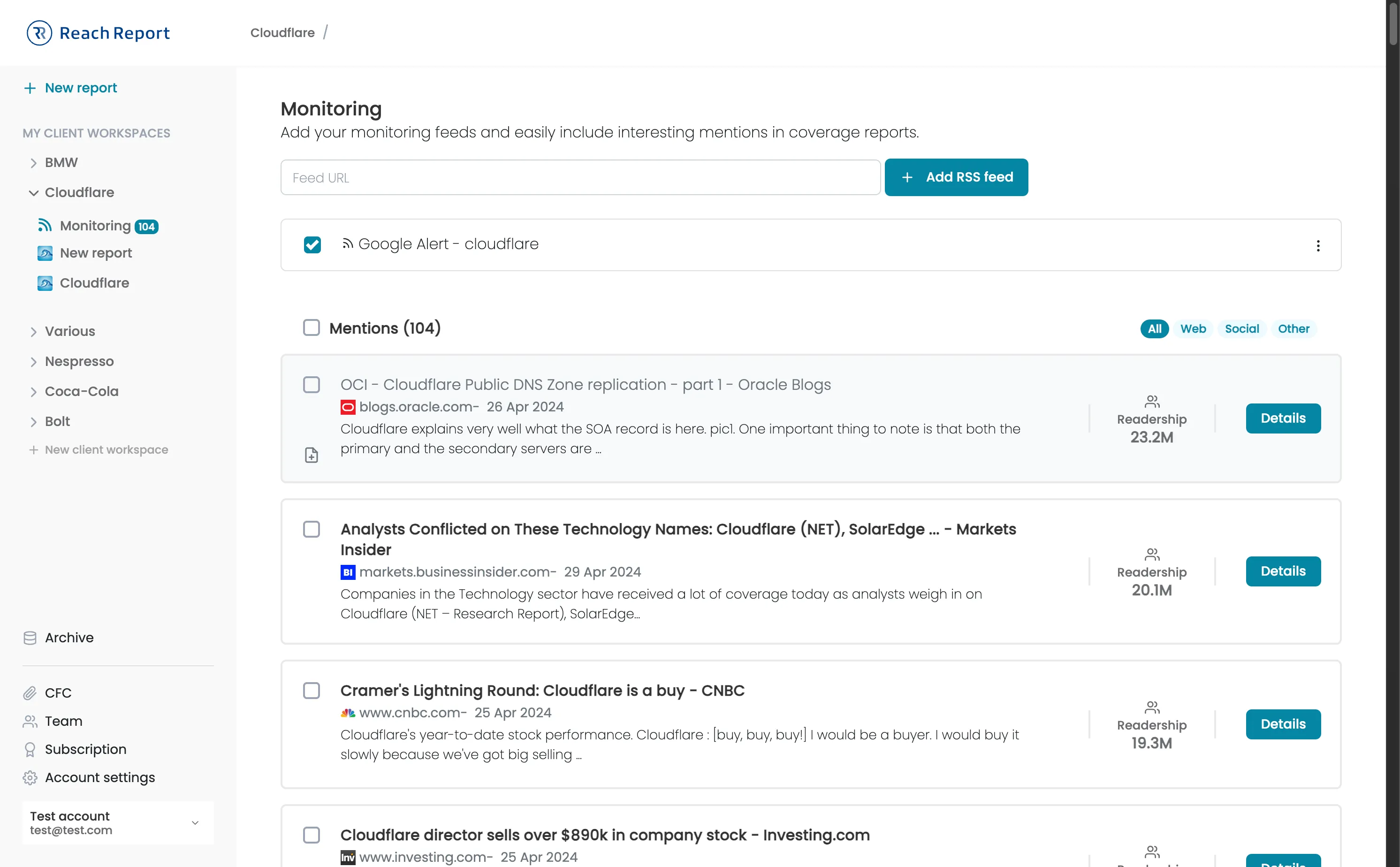 Reach Report SAAS