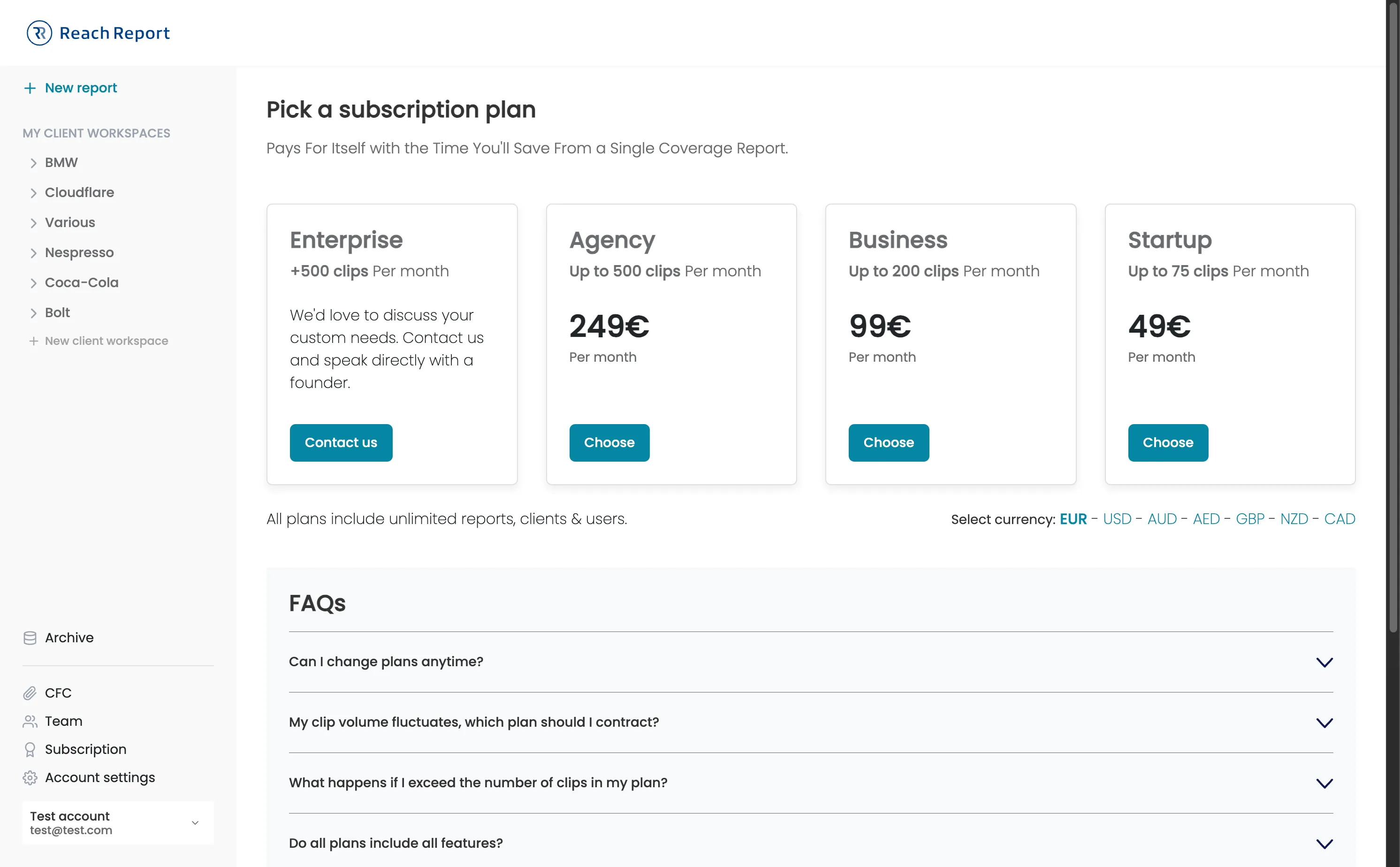 Reach Report SAAS